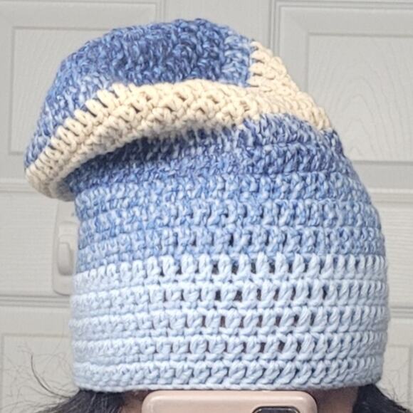 Handmade Crochet Y2k Streetwear Striped Slouchy Beanie - Picture 1 of 1